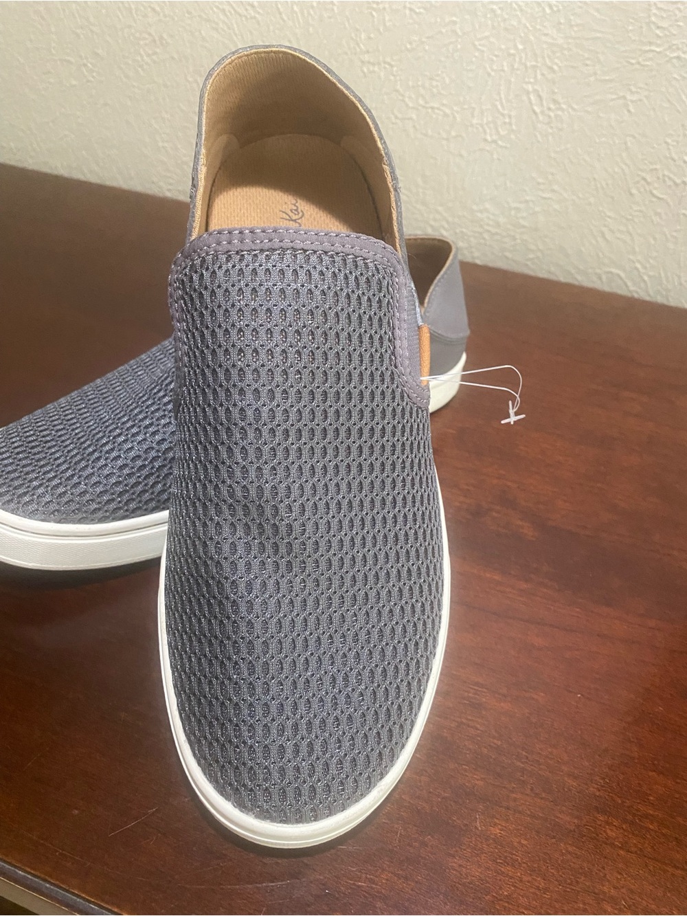 OluKai Pehuea Women's Grey Breathable Mesh Slip-On Sneakers